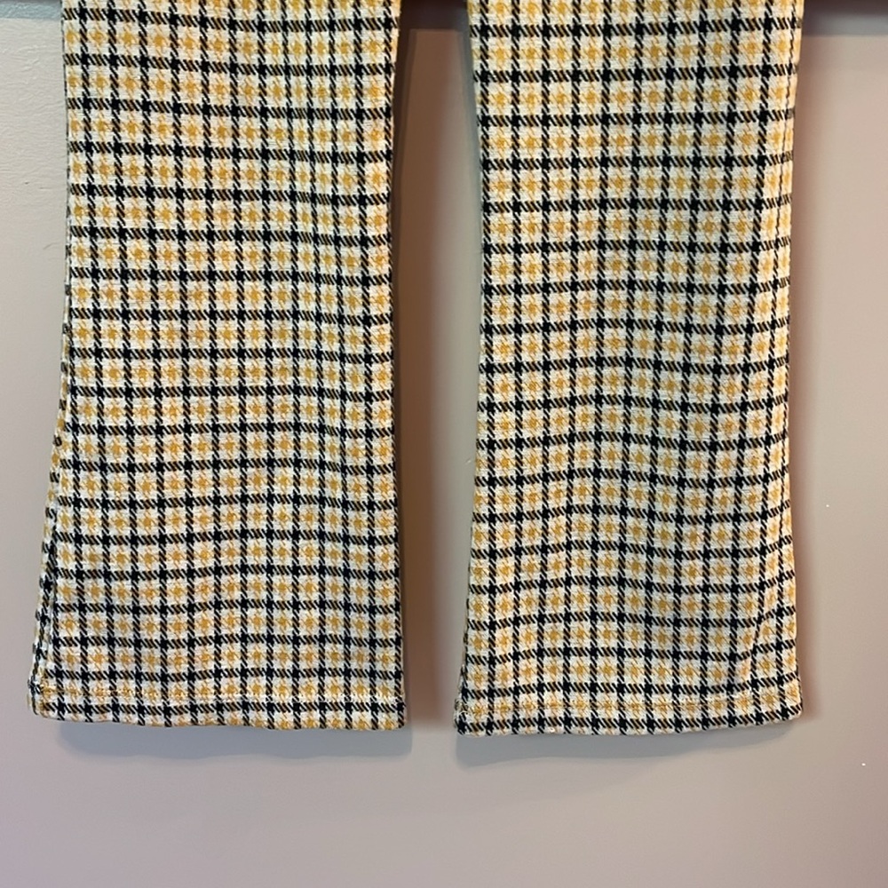 Urban outfitters cara high waist knit houndstooth slip-on pants yellow medium - Picture 5 of 7
